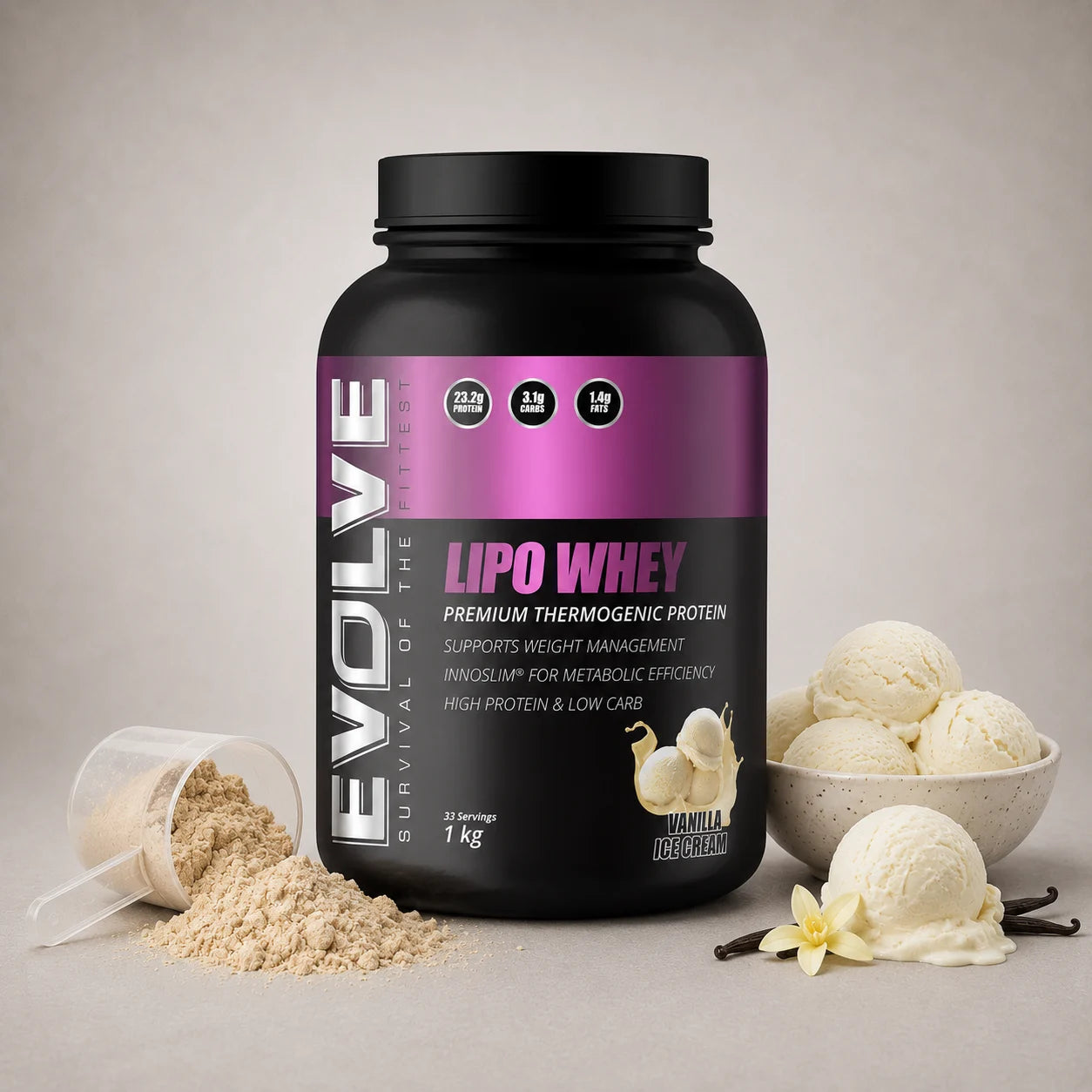 Evolve Lipo Whey Milk Chocolate And Vanilla Ice Cream Flavour